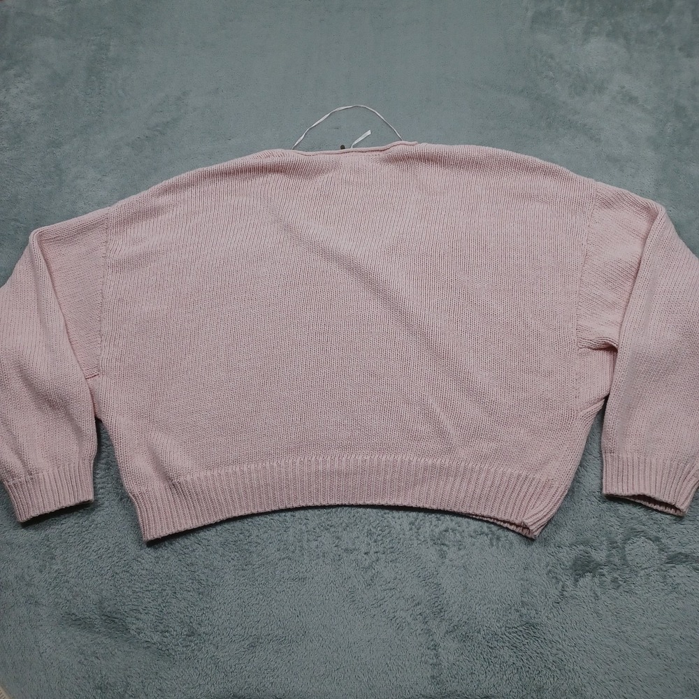 Free People Sweater Womens Large Pink Knit Oversized Boho Pullover - Picture 6 of 8